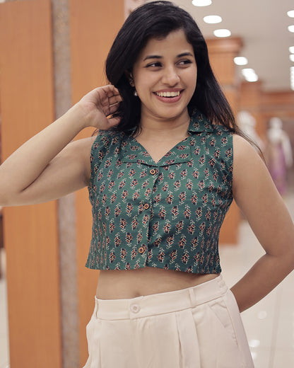 Women's Frond open Crop Top -1422