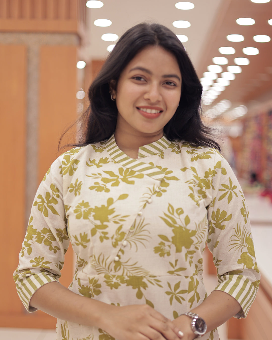 Elegant Floral Cotton Co-Ord Set with Wrap Style Top-G345