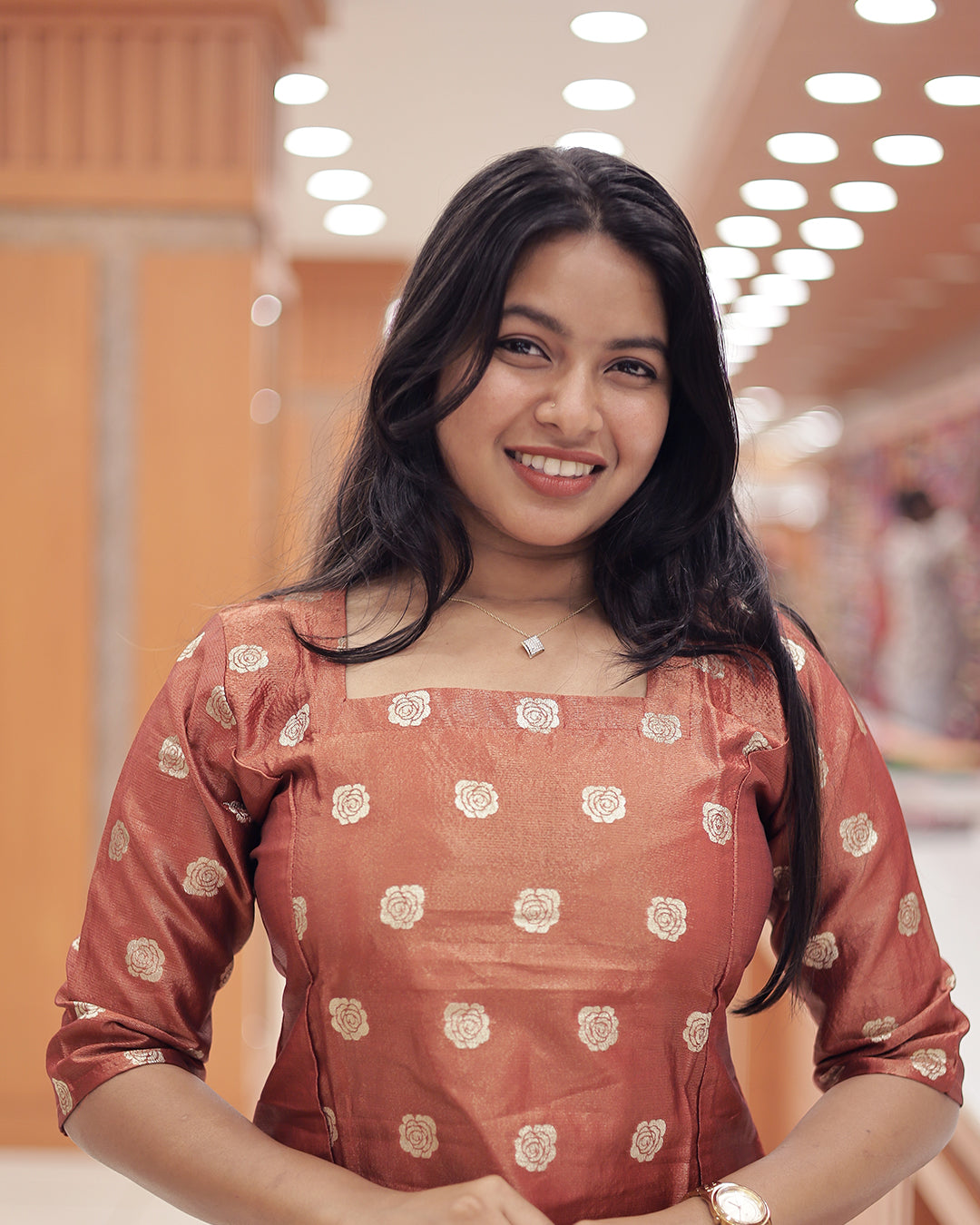 Women's Onam 2025 A-Line Tissue Kurthi -G357