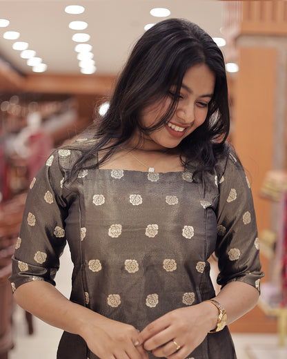Women's Onam 2025 A-Line Tissue Kurthi -G357