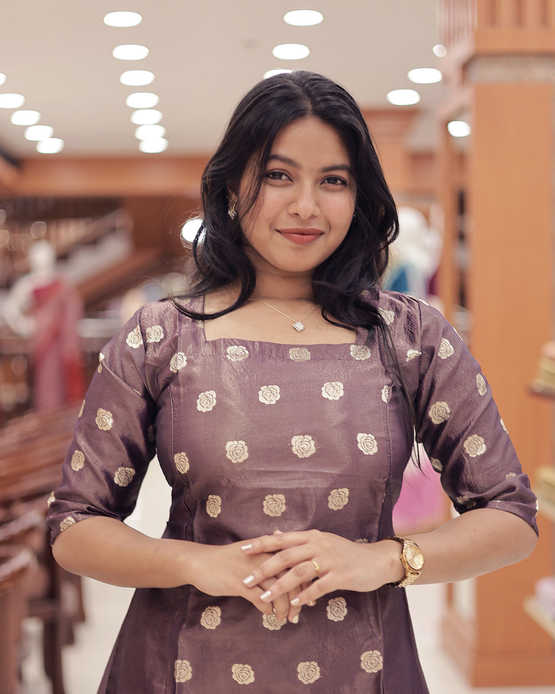 Women's Onam 2025 A-Line Tissue Kurthi -G357