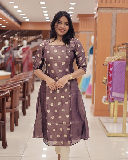 Women's Onam 2025 A-Line Tissue Kurthi -G357