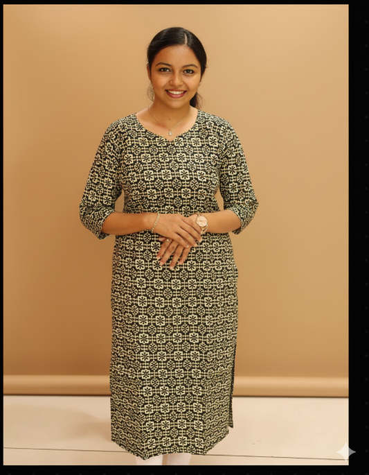 Women's Block Print Kurti - 1 - 1136