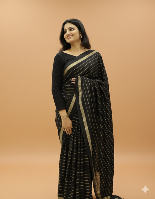 Vichitra Silk Sarees with Golden Stripes - G201