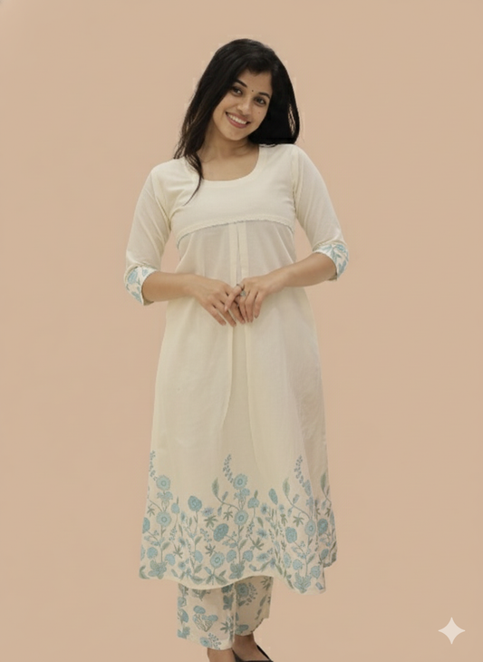 Women's Onam Special Floral Print Co-ord Set -G328