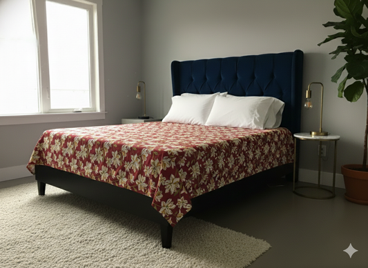Family Cot Bedsheet – Red Daisy Print