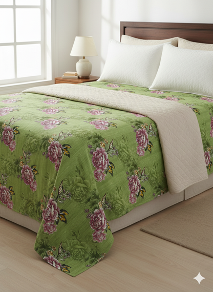 Family Cot Bedsheet – Green Daisy Print