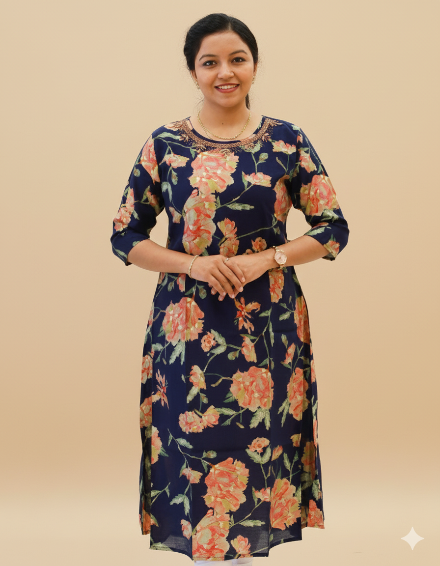 Women's Floral Aline Kurti - 1200