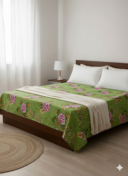 Family Cot Bedsheet – Green Daisy Print
