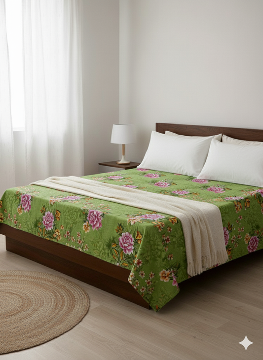 Family Cot Bedsheet – Green Daisy Print