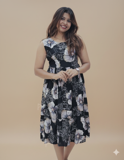 Stylish Women’s Floral Print Rayon Frock - R465