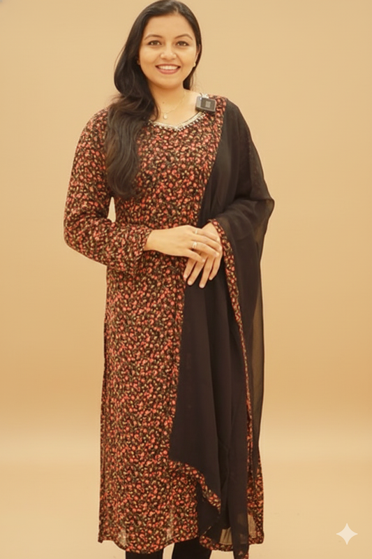 Women's Viscose Georgette Kurti with Dupatta - 1181