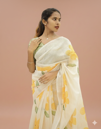 Tissue Silk Saree with Floral Digital Print - 1313