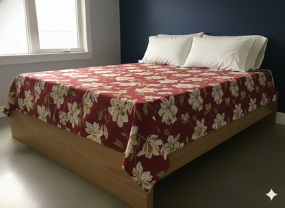 Family Cot Bedsheet – Red Daisy Print