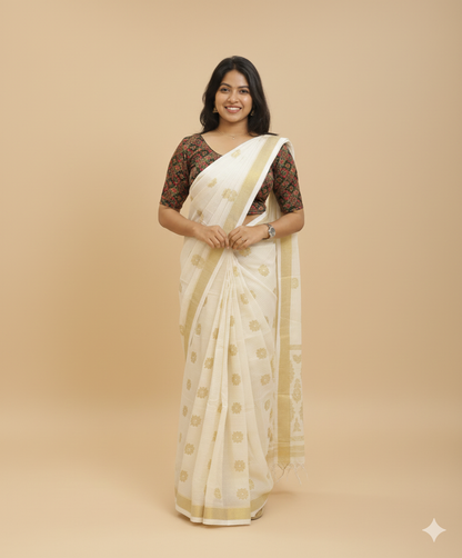 Womens Onam Special kerala set saree -G314/1298/ESR114