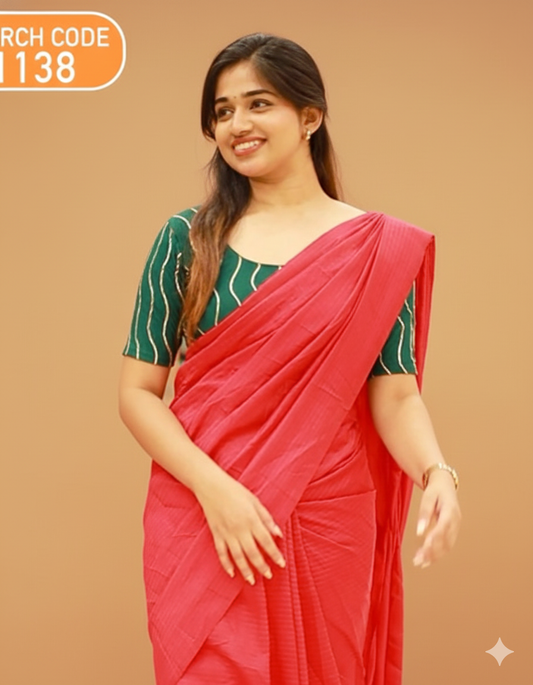 Vichitra Silk Saree with Stripes - 1138