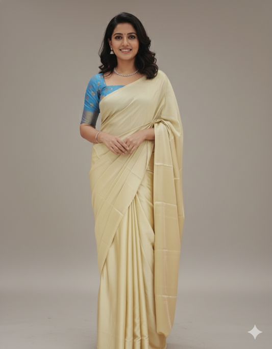Blackberry Silk Plain Saree with Tone to tone Embroidery Blouse -D20(D)