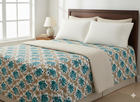 Family Cot Bedsheet – Floral blue Daisy Print