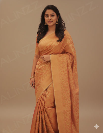 Tissue Brocade Floral Design Saree – R431