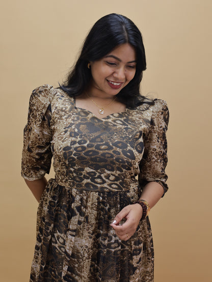 Women's Georgette animal print Frock-R573