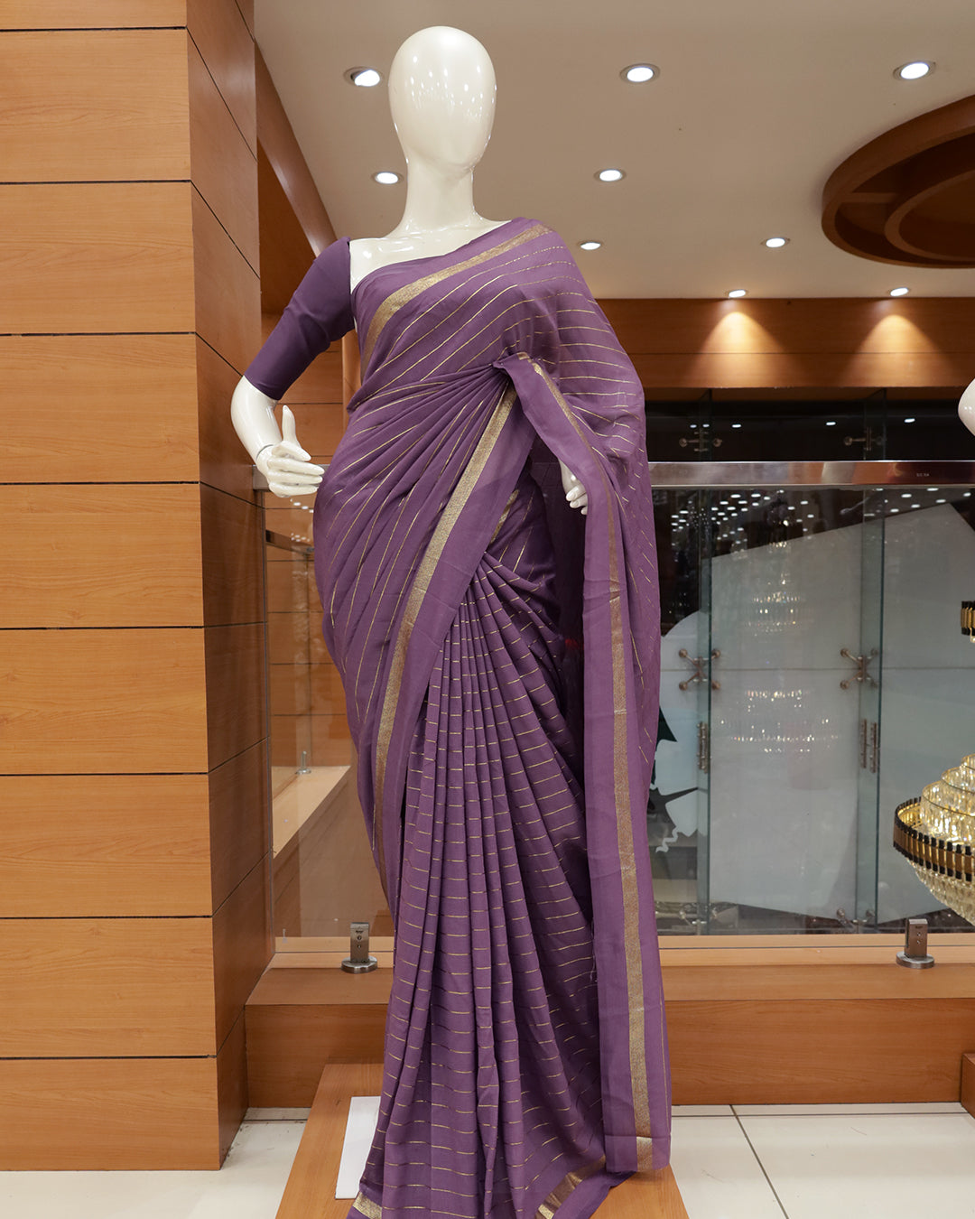 Vichitra Silk Sarees with Golden Stripes - G201
