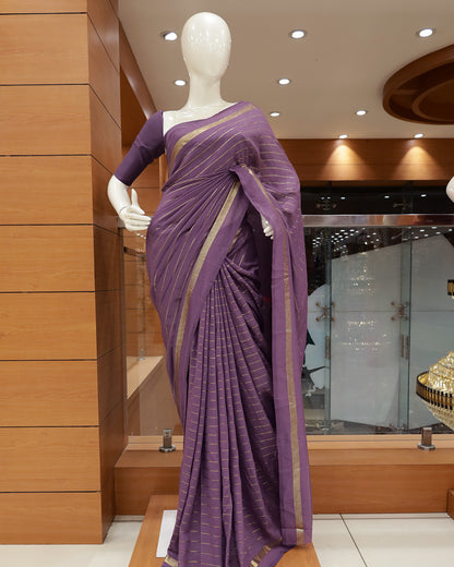 Vichitra Silk Sarees with Golden Stripes - G201