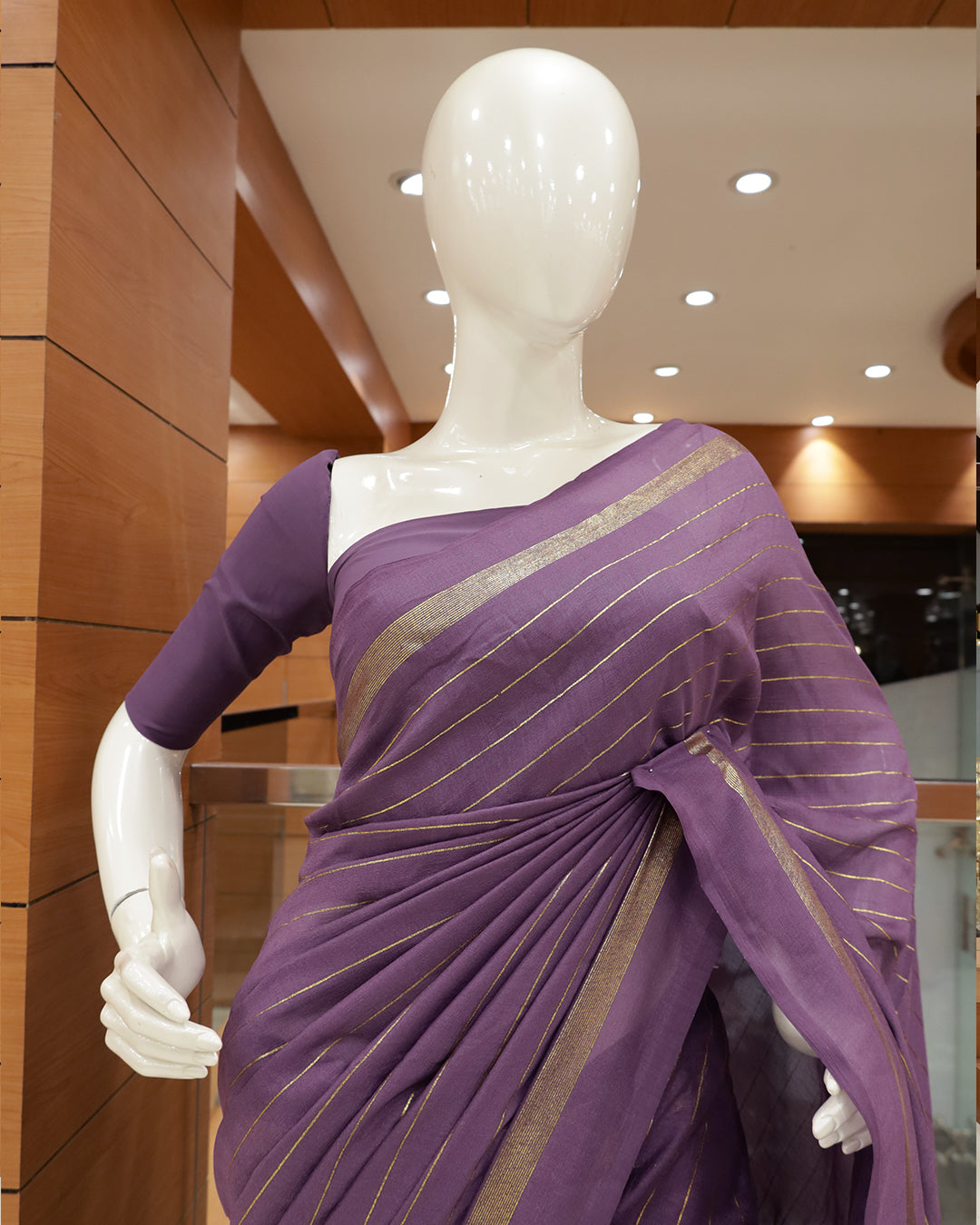Vichitra Silk Sarees with Golden Stripes - G201