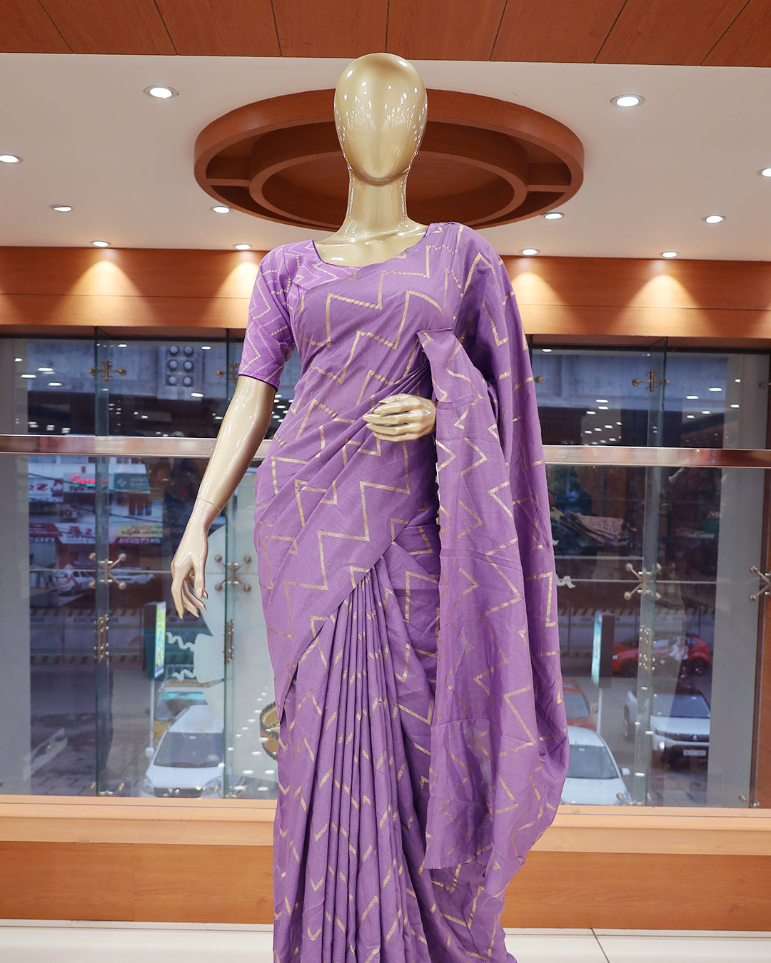 Vichitra Silk Sarees with Golden Stripes - G217