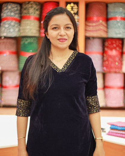 Women's Velvet Kurthi - 1226