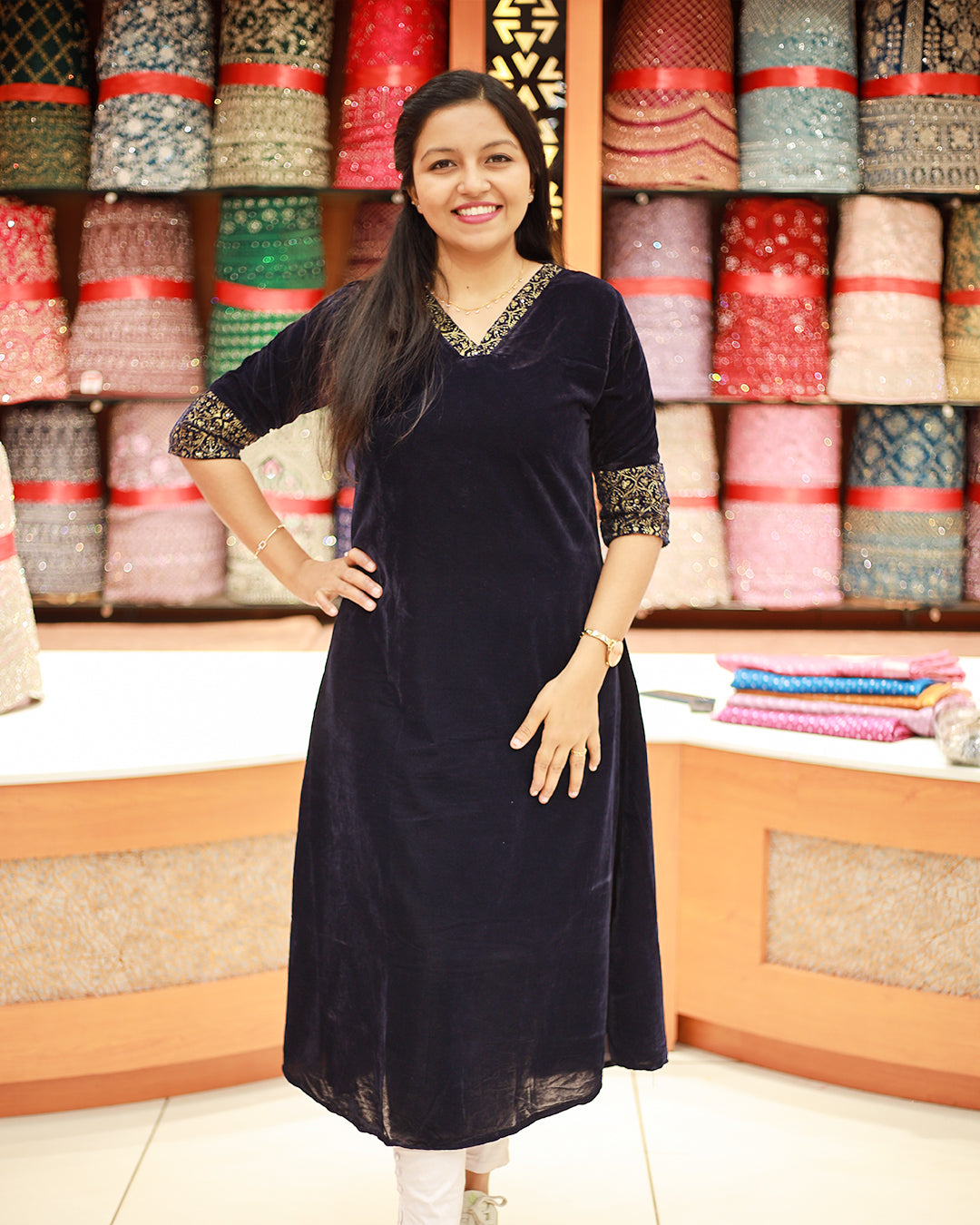 Women's Velvet Kurthi - 1226