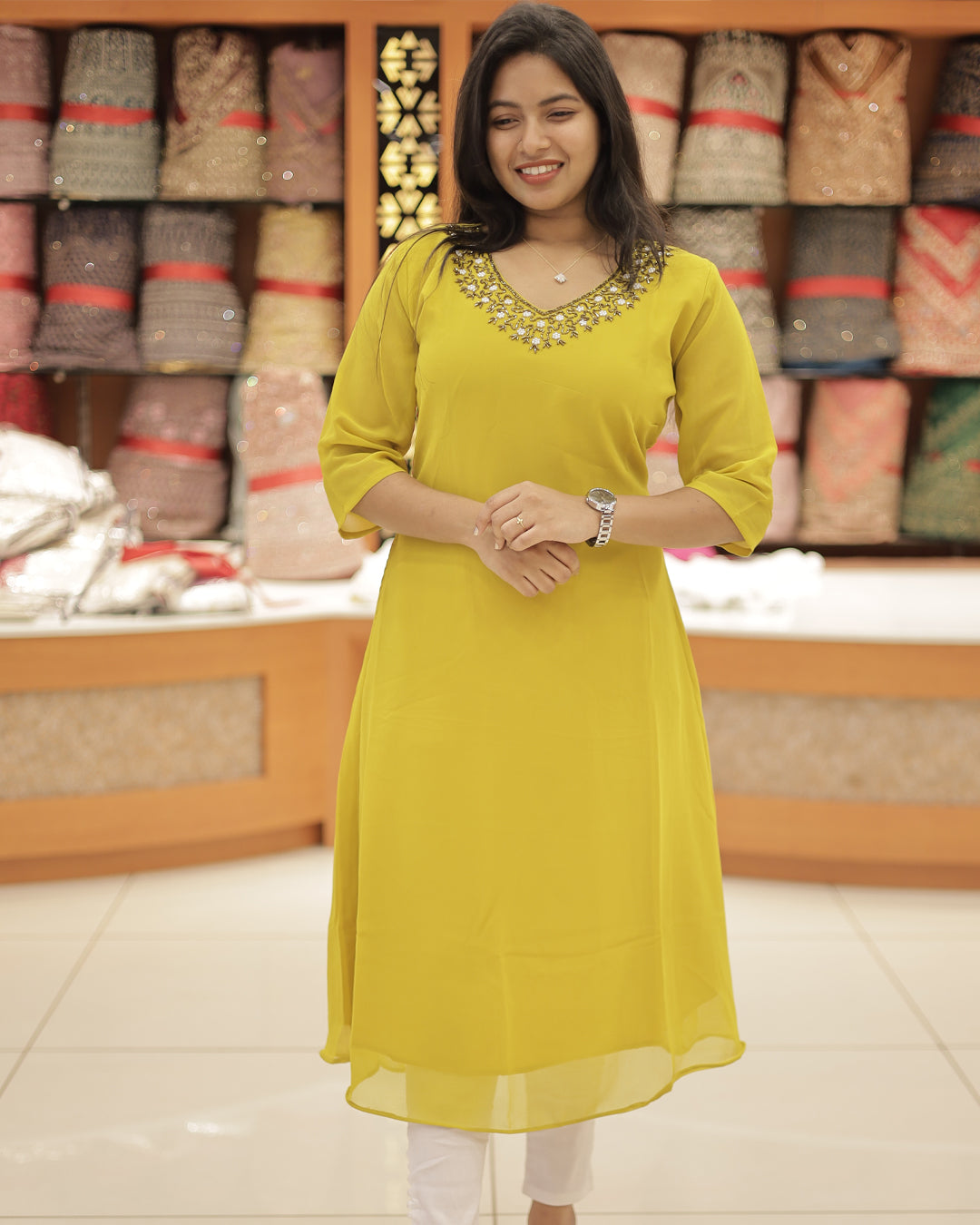 Women's Georgette Handwork Kurti- G348