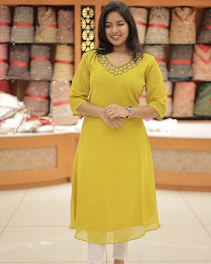 Women's Georgette Handwork Kurti- G348