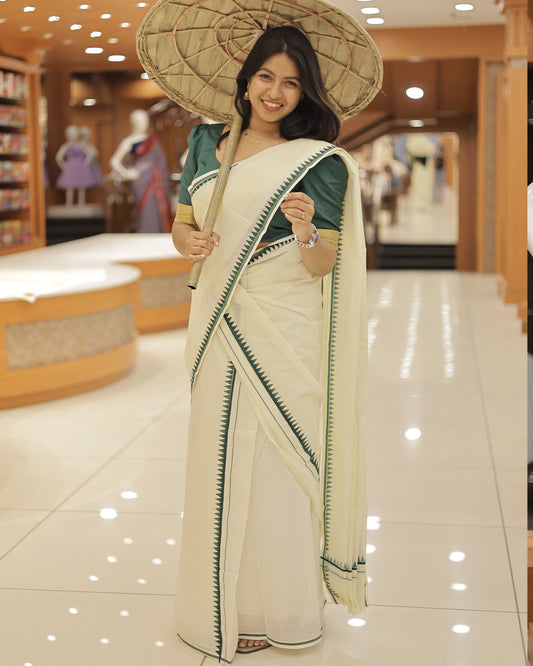 Womens Set um Mund Onam Special Puliyilakara - G359