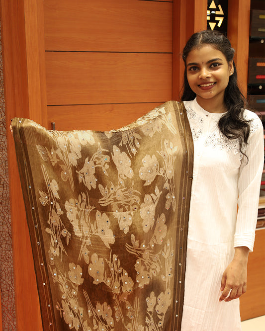 Women's Printed Dupatta with Mirrors