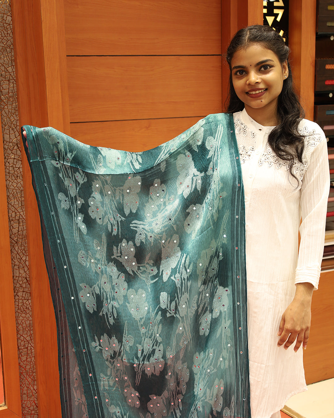 Women's Printed Dupatta with Mirrors