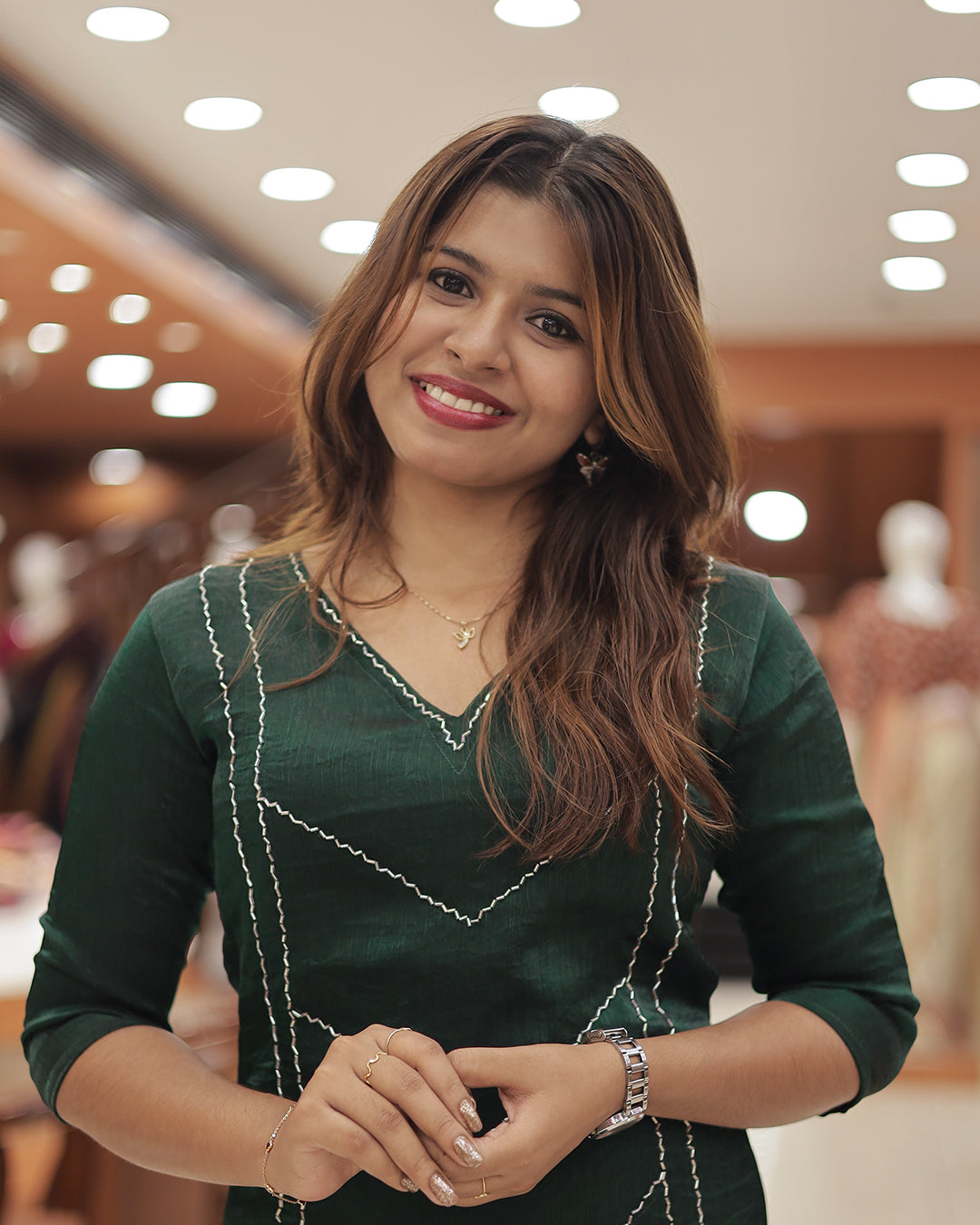 Women's Velvet Organza Kurti -R214