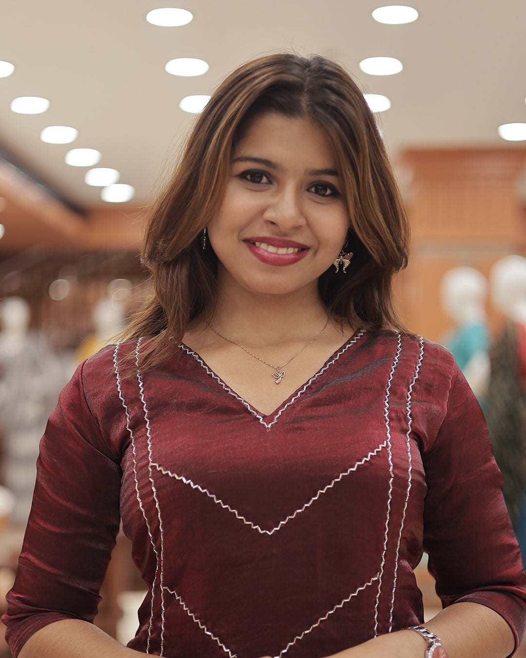 Women's Velvet Organza Kurti -R214