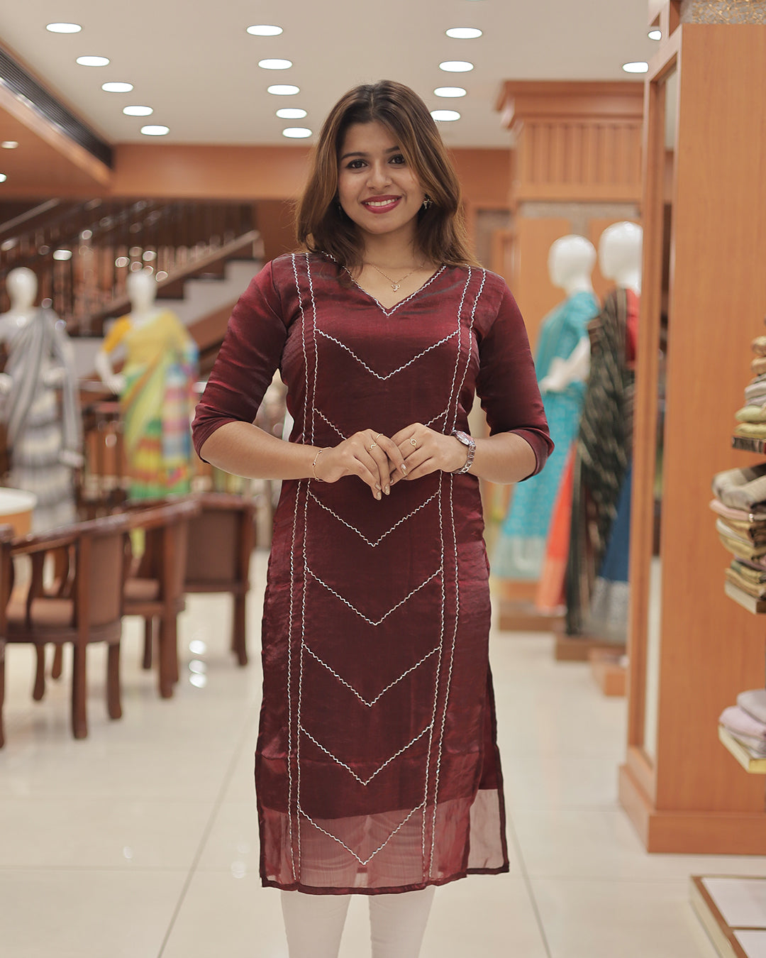 Women's Velvet Organza Kurti -R214