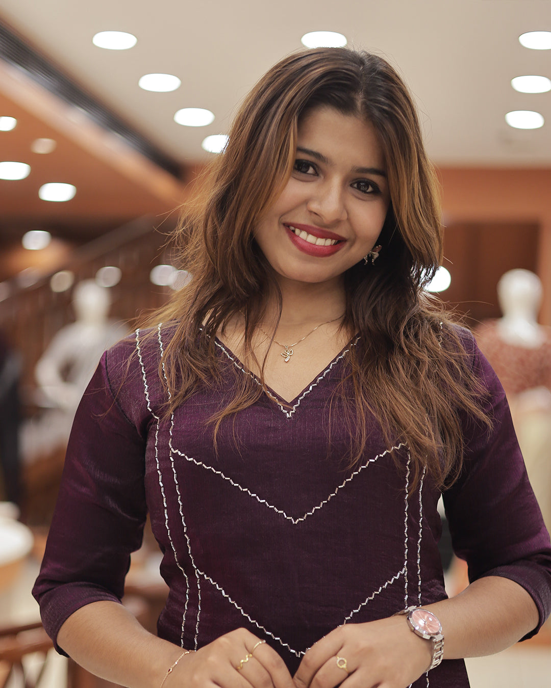 Women's Velvet Organza Kurti -R214