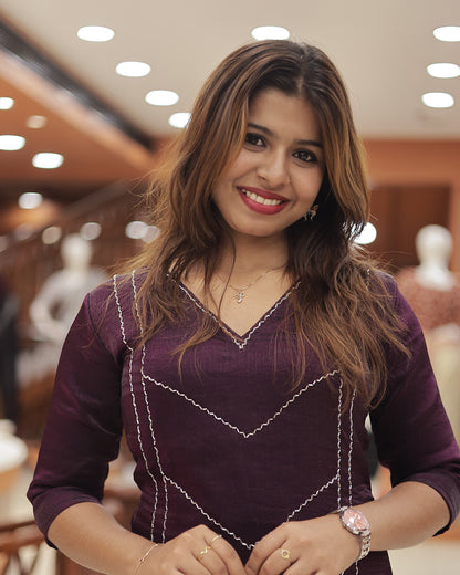 Women's Velvet Organza Kurti -R214