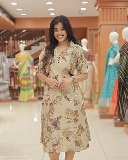 Women's Floral A-Line Kurtii -R219