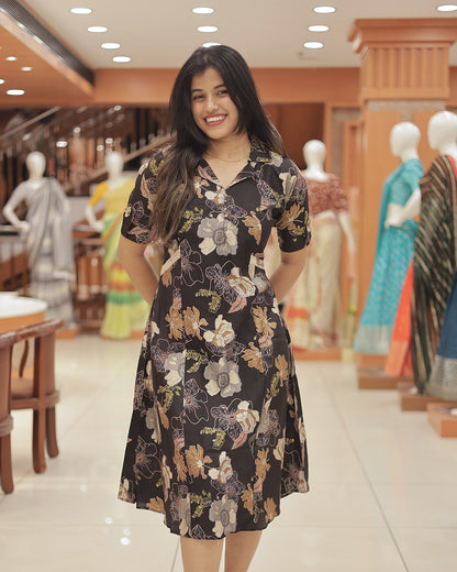 Women's Floral A-Line Kurtii -R219