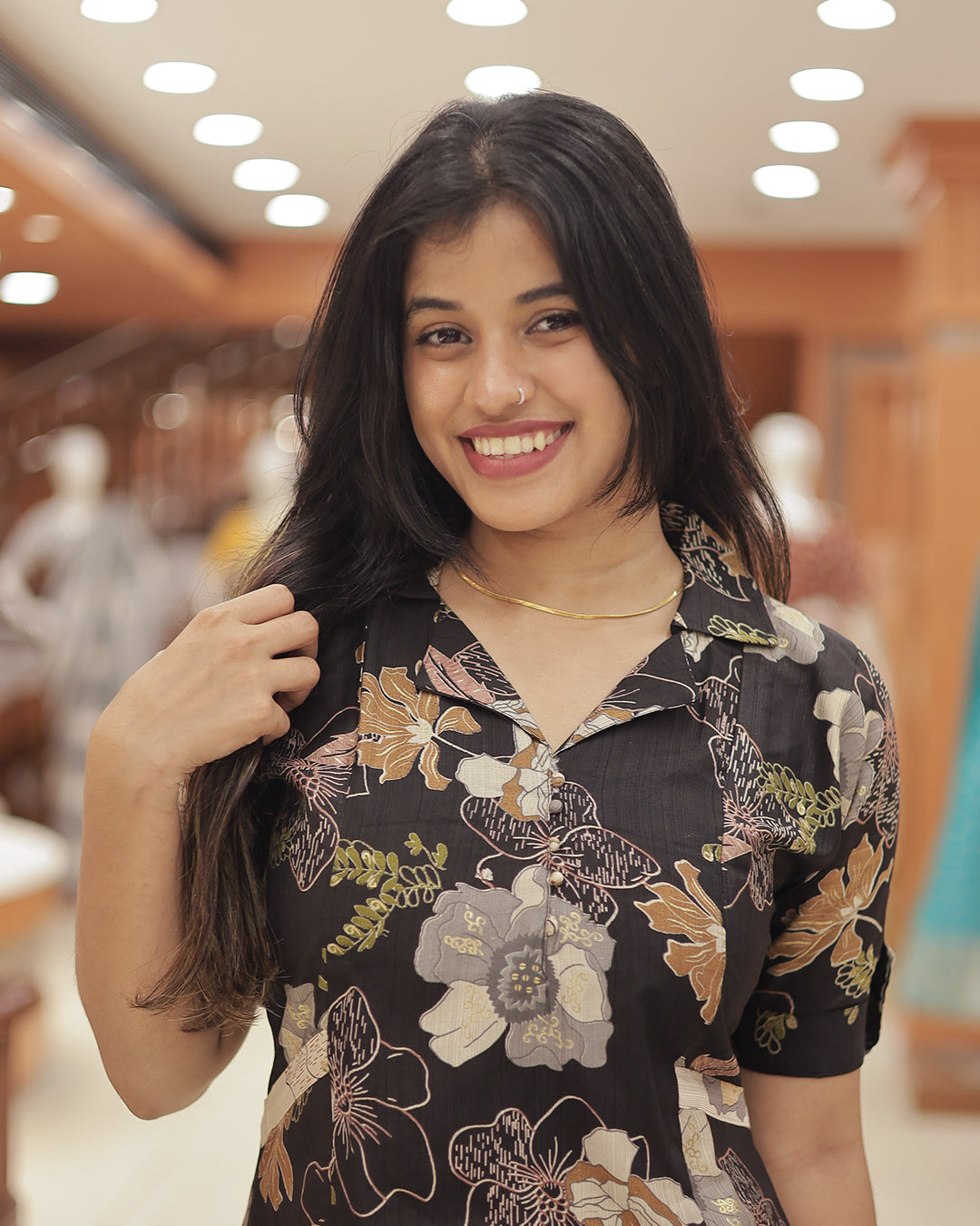 Women's Floral A-Line Kurtii -R219