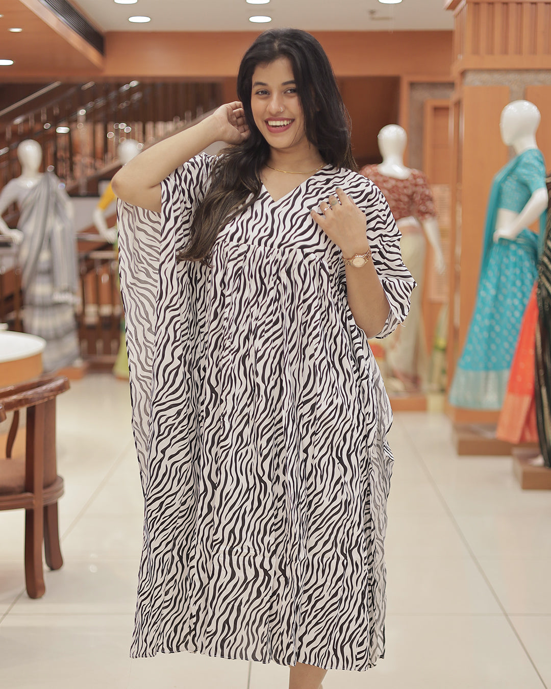 Women's Zebra Print Caftan  -R222