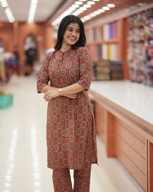 Women’s Ajrakh Printed Co-ord Set -R226
