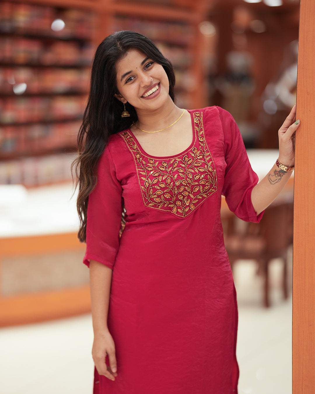 Women's Velvet Organza Kurti -R236