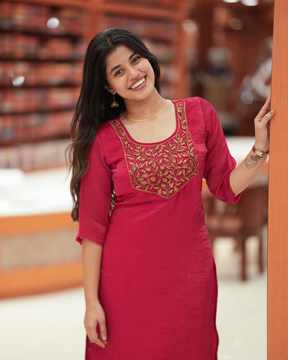 Women's Velvet Organza Kurti -R236
