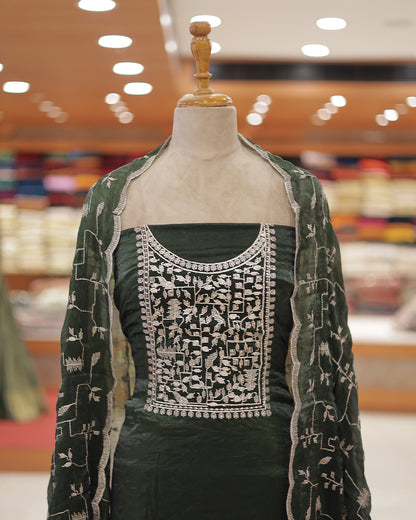 Women's Unstitched Salwar Suit with Batik Printed Dupatta  - Code: R410