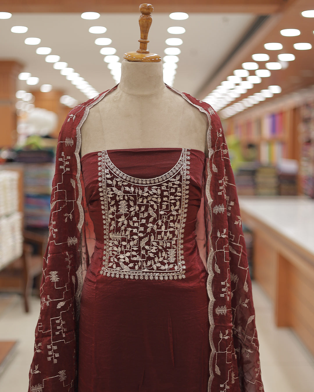 Women's Unstitched Salwar Suit with Batik Printed Dupatta  - Code: R410