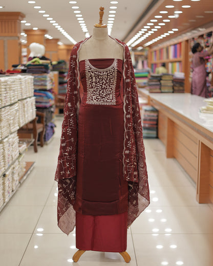 Women's Unstitched Salwar Suit with Batik Printed Dupatta  - Code: R410